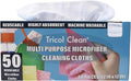 Tricol Clean Profesional Resuable Lint Free Microfiber Edgeless Cleaning Cloth 50PK Cleaning Rags,Absorbent Microfiber Wipes in Dispenser Box for Housekeeping, Car Cleaning (12 * 12 Inches) (white1)