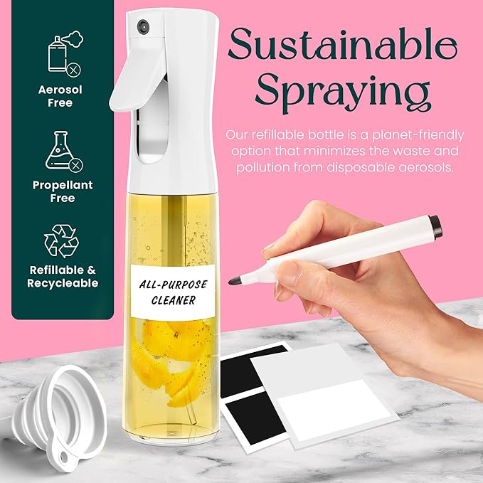 BeautifyBeauties Hair Spray Bottle – Ultra Fine Continuous Water Mister for Hairstyling, Cleaning, Plants, Misting & Skin Care (Clear)
