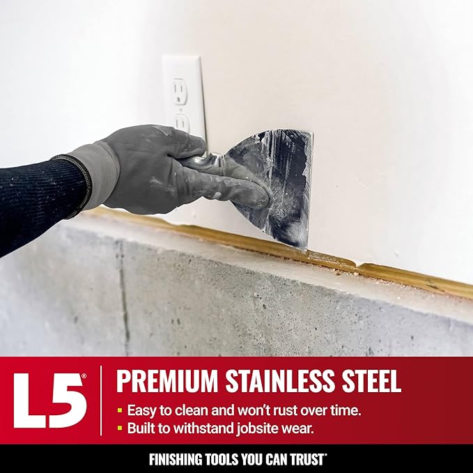 8" All Stainless Steel Joint Knife - LEVEL5 | Professional Grade Putty Blade, Premium Polished All-Metal, Precision Ground Edge, Ergonomic, Corrosion Resistant | 5-408