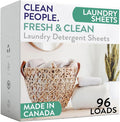 The Clean People Laundry Detergent Sheets - Laundry Soap - Ultra Concentrated, Recyclable Packaging, Stain Fighting - Fresh Scent, 96 Pack