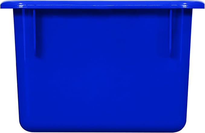 Wood Designs Cubby Storage Bin, Heavy Duty Plastic Containers for Kids Blue Cubby Tray Set of 10