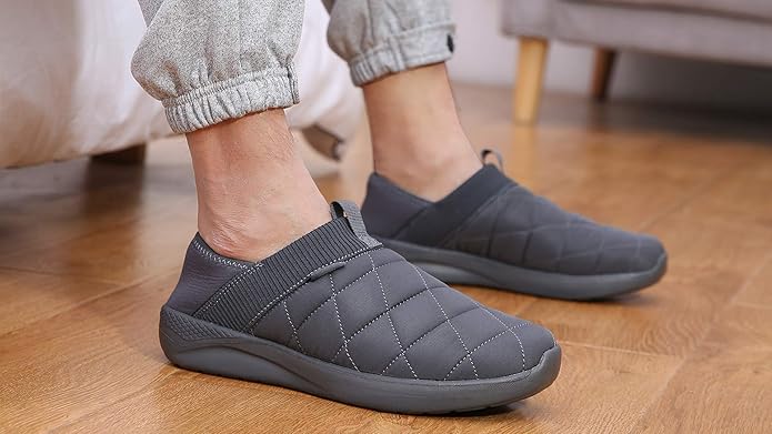 KUBUA Slippers for Men and Womens Indoor House Shoes Plush Slip on Outdoor Garden Loafers