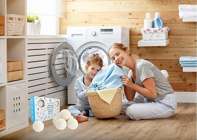 Organic Wool Dryer Balls: Eco-Friendly & Chemical-Free | Our Anti-Entanglement Reusable Balls Eliminate Wrinkle Static | 6-Pack XL Dryer Balls for Laundry is Made with New Zealand Wool (MER-White)