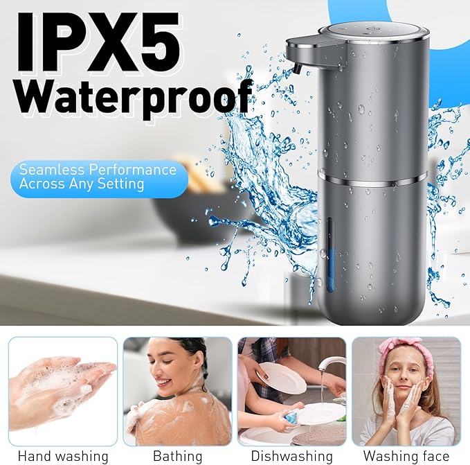 Automatic Foaming Soap Dispenser Foaming Hand Sanitizer Touchless 1500mAh Soap Dispenser Rechargeable with Sensor for Bathroom Kitchen 13.5oz/380ml