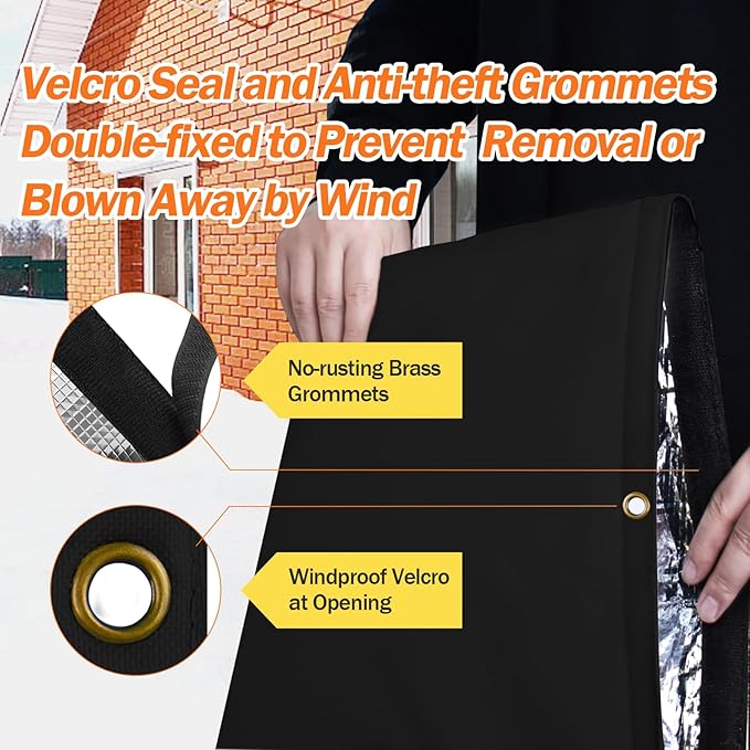Backflow Preventer Pipe Insulation Cover (5°F) - Irrigation Sprinkler Valve Insulated Pouch - Water Well Pump Cover - Sturdy 5 Layers for Winter Freeze Protection, 36" W x 30" H, Black