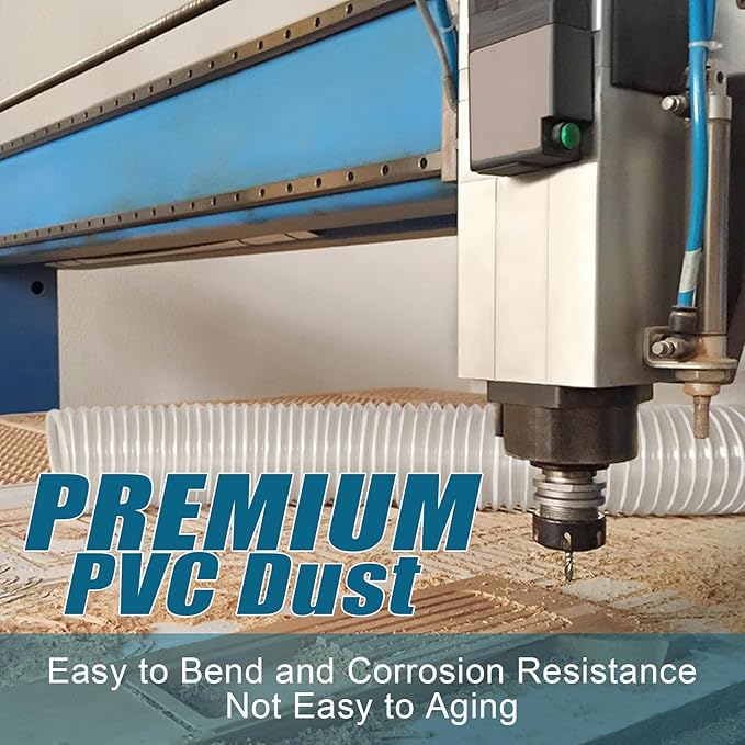 PVC Dust Collection Hose 3" x 10', Flexible Dust Collector Hose, Puncture Resistant Carbon Steel Wire Coil for Workshops, Woodworking, Industrial Vacuums