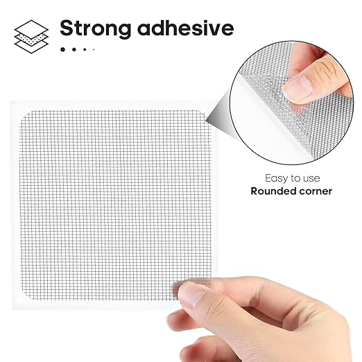 28 Sheets Window Screen Patches Repair Kit, Grey/Black 3 Sizes Window Screen Repair Kit for Mesh Screen Door, Strong Adhesive Fiberglass Quick Screen Repair Tape