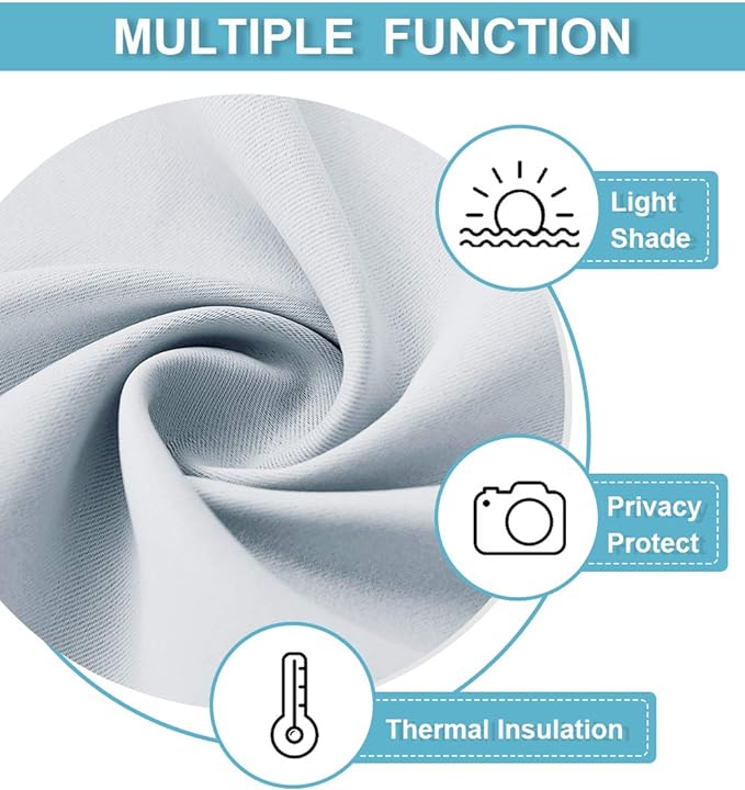 RYB HOME Curtains for Bedroom 72 inches Long, Blackout Thermal Insulating Window Treatment Drapes for Living Room Bathroom Basement Laundry Classroom, W 34 x L 72, Greyish White, 2 Panels