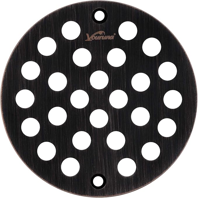 4-Inch Screw-in Shower Strainer Drain Cover Replacement Floor Strainer (Oil Rubbed Bronze) (Isn't Black)