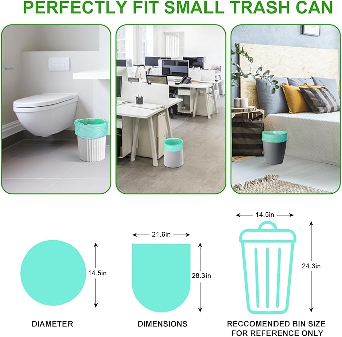 8 Gallon Medium Compostable Trash Bags - Strong Unscented Biodegradable Wastebasket Liners Thick Bathroom Garbage Bag for Kitchen Pet Car Inwaysin (Blue, 5Rolls 100 Count)