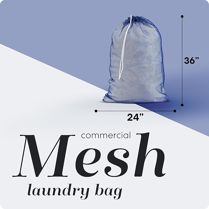 Handy Laundry Mesh XL Laundry Bag - Durable, Machine Washable with Secure Drawstring Closure - Perfect for College Dorms, Laundromats, Apartments (Blue, Large 24" x 36")