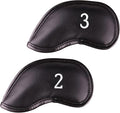 Premium Magnetic Leather Iron and Wedge Golf Club Head Covers | Set of 10 | Fits Most Clubs | Embroidered Club Label on Both Sides of Club Head Cover