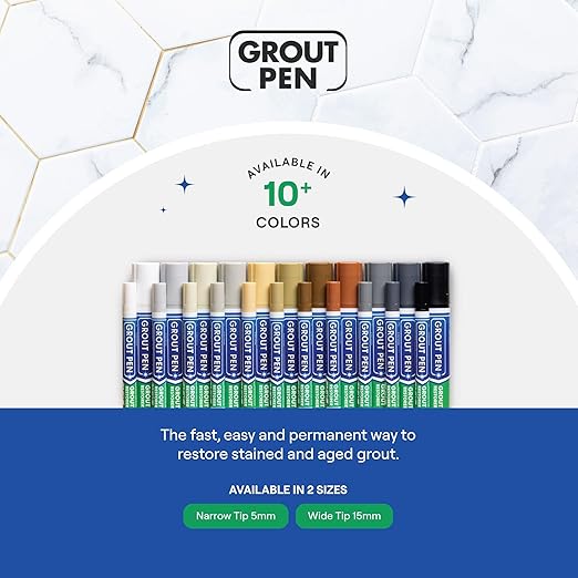 Grout Pen Light Grey Tile Paint Marker: Waterproof Grout Paint, Tile Grout Colorant and Sealer Pen - Light Grey, Narrow 5mm Tip (7mL) - 3 Pack