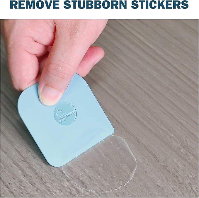 Pan Scraper, 5 Pcs Pot Scraper Plastic, Pot Scraper Non Scratch for Cast Iron, Pot and Pan Cleaning, Sturdy Scraper Kitchen Tool-Aqua