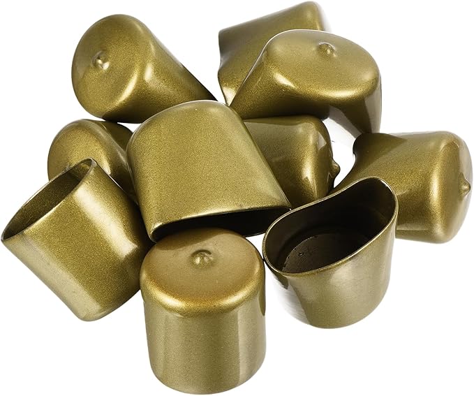 uxcell 20pcs Rubber End Caps 39mm ID Vinyl Round Tube Bolt Cap Cover Thread Protectors Gold