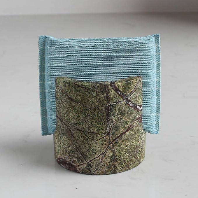 Natural Green Marble Sponge Holder for Kitchen Counter, Drying Rack, Sponge Caddy for Sink Organizer