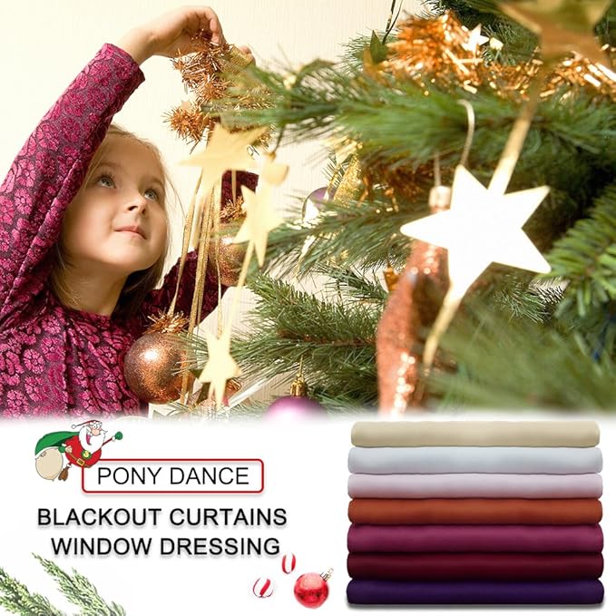 PONY DANCE Blackout Curtains for Bedroom - Double Pieces Thermal Insulated Drapes Noise Reducing Solid Grommet Top Window Curtain Panels for Home Decoration and Doorway, 55 x 80 inch, Red, 1 Pair