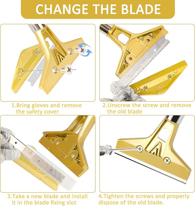 Razor Blade Scraper,Floor Scraper Tool with 20PCS Extra Blades,Paint Scraper Ideal for Cleaning Stove Top,Windows,Glass,Tiles,Wall,Labels.(4 in,Metal)