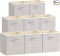 Lifewit 13 Inch Cube Storage Bins, 8 Packs Storage Cubes Foldable Decorative Fabric Storage Baskets for Organizing Home Organizers with Handles for Shelves, Closet, Light Gray