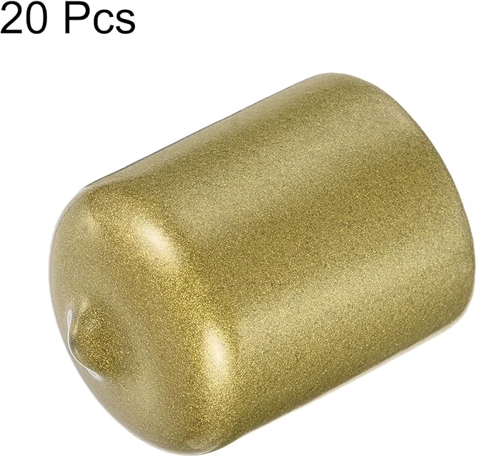 uxcell 20pcs Rubber End Caps 21mm ID Vinyl Round Tube Bolt Cap Cover Thread Protectors Gold