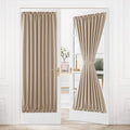 DWCN French Door Curtains – Rod Pocket Thermal Blackout Curtain for Doors with Glass Window, Kitchen and Patio Doors for Privacy, 54 X 80 Inches Long, 1 Curtain Panel with Tieback, Beige