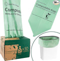 C Crystal Lemon 50 Count Biodegradable Kitchen Food Waste Bags - 6 Gallon Scraps Bags - Heavy Duty Compostable Waste Bags for Kitchen - Unscented Trash Bags 6 Gallon for Yard, Food