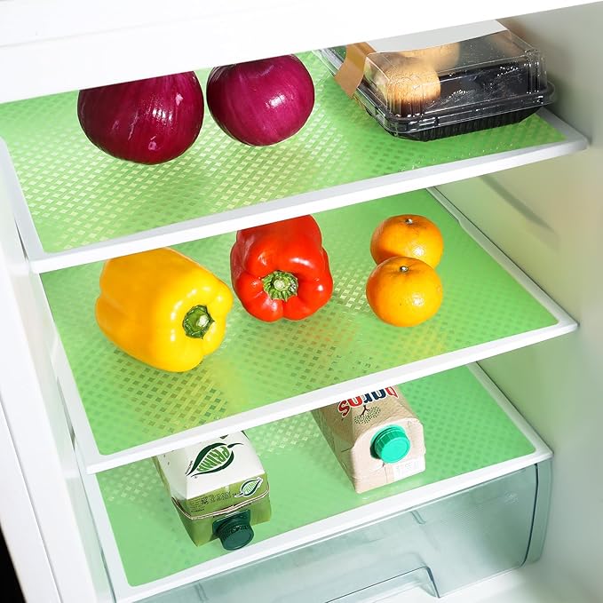 Fridge Liner Shelf Liners for Kitchen Cabinet Refrigerator Liners Waterproof & Oil-Proof Kitchen Cupboard Liner Non Adhesive Drawer Mats EVA Material for Shelves -Green 11.8 x 118 Inches