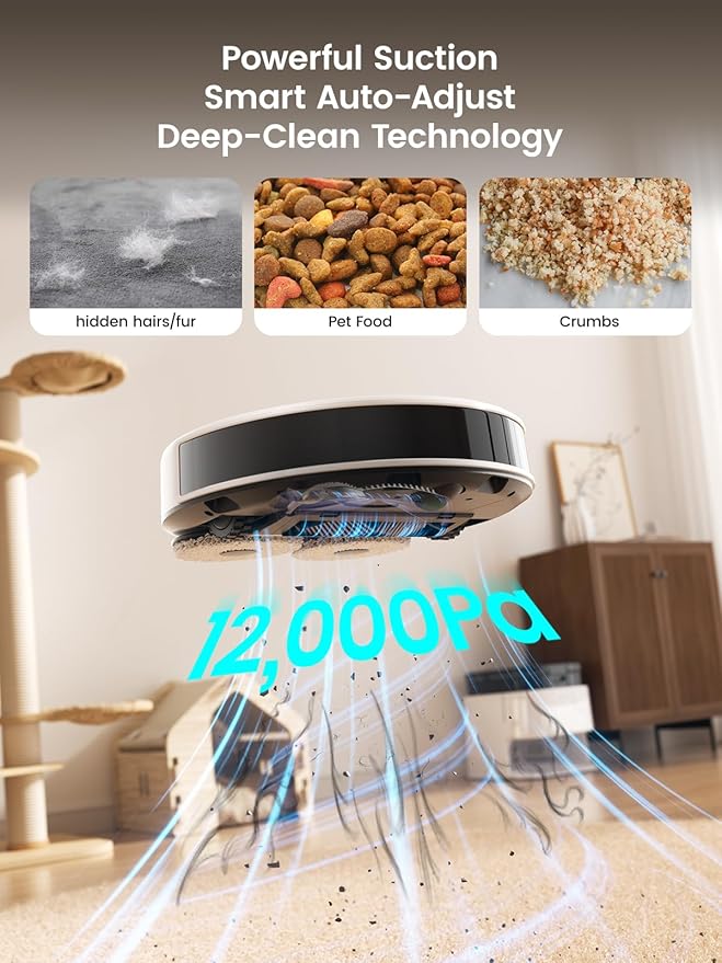 Lefant LiDAR Robot Vacuum and Mop, All-in-One Dock,56-Day Self-Emptying, 190° PSD Obstacle Avoidance, Customized Cleaning, 12000Pa Strong Suction, 220 Min Runtime, WiFi/Alexa/APP/iWatch, M3