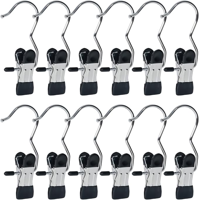 15/30Pcs Upgrade Double Head Clamp Dipped Clothespin for Laundry Hooks with Clips, Boot Holder, Hanging Clips, Portable Multifunctional Hangers Single Clip Space Saving for Jeans, Hats (15, Black)