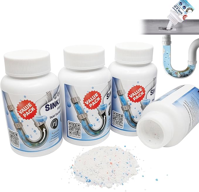 Pipe Dredge, Powerful Foaming Sink & Drain Cleaner Powder for Kitchen, Toilet & Pipeline Cleaning, Fast-Acting Clog Remover (2pcs or 4pcs) (4 bottles)