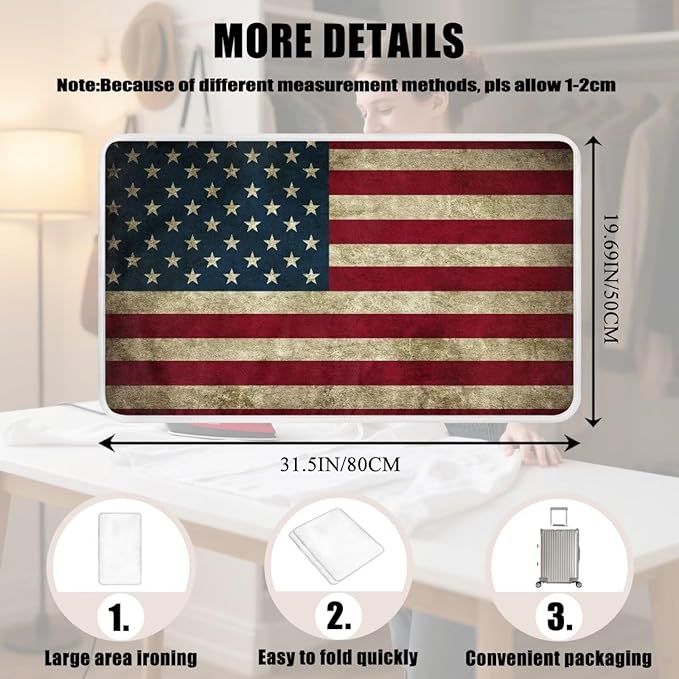 American Flag Ironing Mat Thickened Ironing Blanket Portable Heat Resistant Ironing Pad for Washer,Dryer,Table Top,Countertop,Small Ironing Board