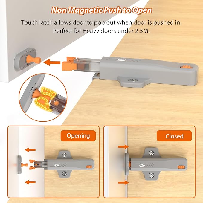 Jiayi Strong Heavy Duty Push Latch, Non-Magnetic RV Hidden Door Cabinet Latches, 2 Pack Push Release Press Out Touch Catch for Door Closure, Push to Open Kitchen Cabinet Hardware