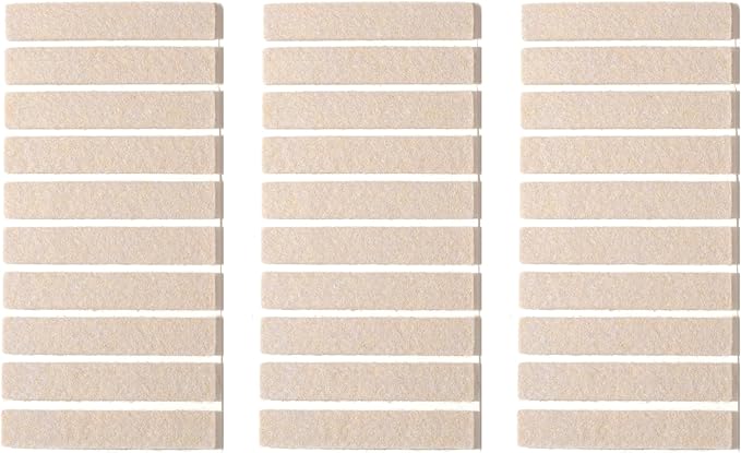 Furnigear Felt Strips with Adhesive Backing for Furniture - Felt Furniture Pads for Hardwood Floors, Furniture Chair Feet Felt Pads, Furniture Floor Protector Sliders 30 Pcs 3 x 1/2" Rectangular Beige
