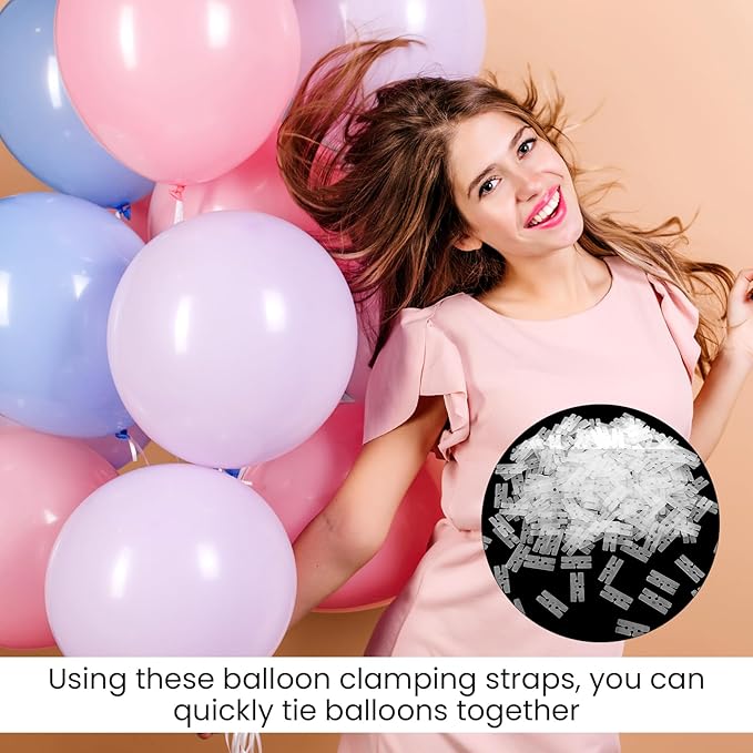 300 Pcs Balloon Ties Plastic Balloon Clips for Sealing, H Shape Bulk Balloons Tying Tool for Wedding Party Christmas Birthday Decoration, Fast Knot and Seal Balloons