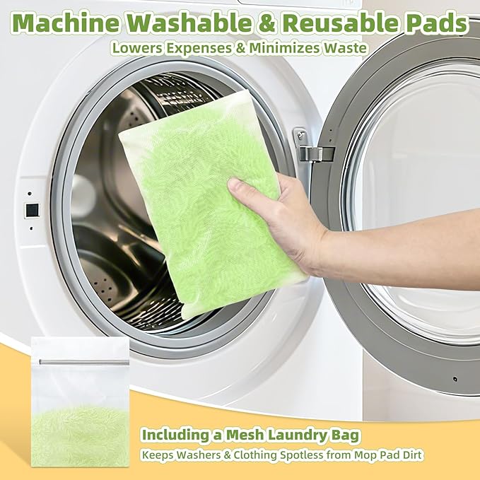 Reusable Microfiber Mop Pads Compatible with Sweeper Mop, Washable Wet Pads Refill & Highly Absorbent Dry Sweeping Cloths - Chenille Mop Pads for All Sealed Floors Cleaning (Mop is not Included)
