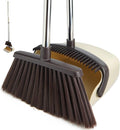 Broom and Dustpan Set with Long Handle, Heavy Dust Broom and Dustpan Combo for Home，Kitchen, Office, Pet Hair(Beige)