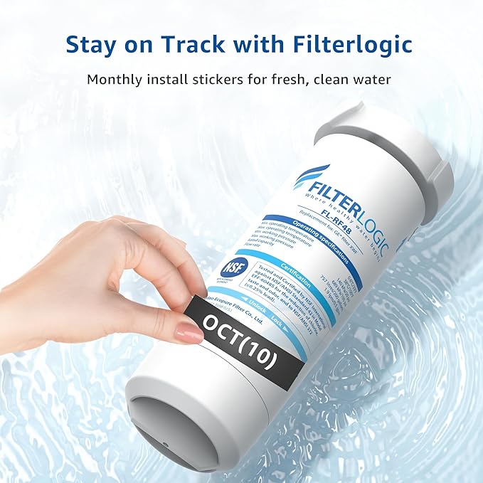 Filterlogic FL-RF48 Replacement for GE® XWF, NSF Certified Refrigerator Water Filter, 3 Filters（Not XWFE®)