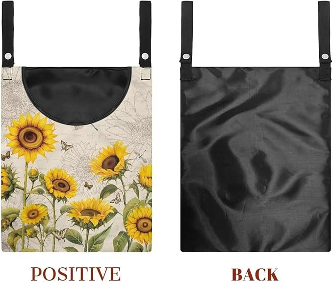 2 Pcs Sunflowers Print Clothespin Bag, Laundry Hanging Bag Fits Clothes Lines, Pin Bag with Hanging Rope for Home Outdoor for Hanging Clothes Outside Balcony Bathroom Corridor Yard