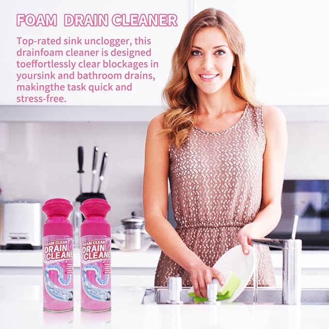 Foam Drain Cleaner, Drain Sink Cleaner and Deodorizer, Clog Remover for Kitchen, Sinks, Tubs (1 Pc)