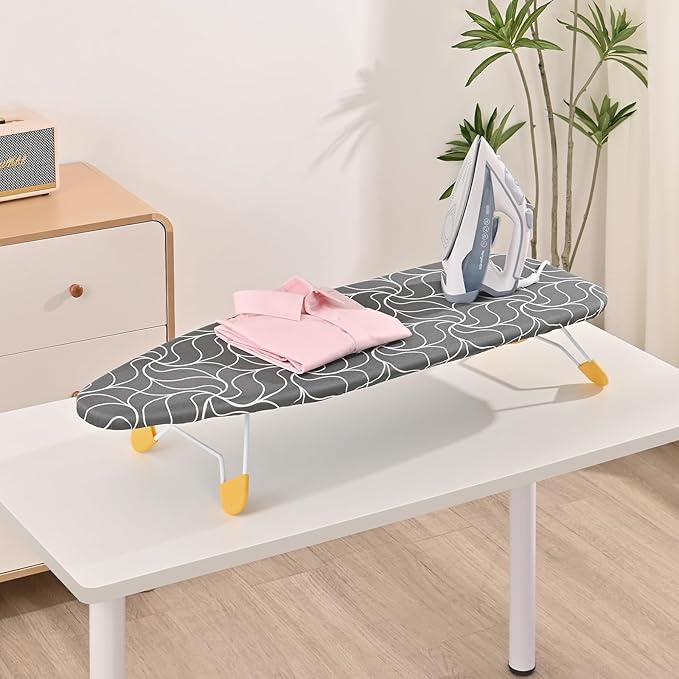 APEXCHASER Tabletop Ironing Board, Folding Legs Iron Board with Mesh Metal Base,Space Saving Portable Small Ironing Board with Non-Slip Feet,12x38 Grey