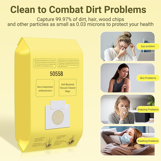 50558 Vacuum Cleaner Bags Replacement for Kenmore Canister Type C/Q 5055, 50555, 50557, 50558 and Pana·sonic Type C-5, C-18, 200 Series, 400 Series, 600 Series, 800 Seires Vacuum - 30 Pack