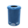 COATEDOUTDOORFURNITURE RFT-P-TXTLBL Heavy Duty Round Trash Receptacle with Flat Top, Liner Included, 32 Gallon, Textured Light Blue, Made in America