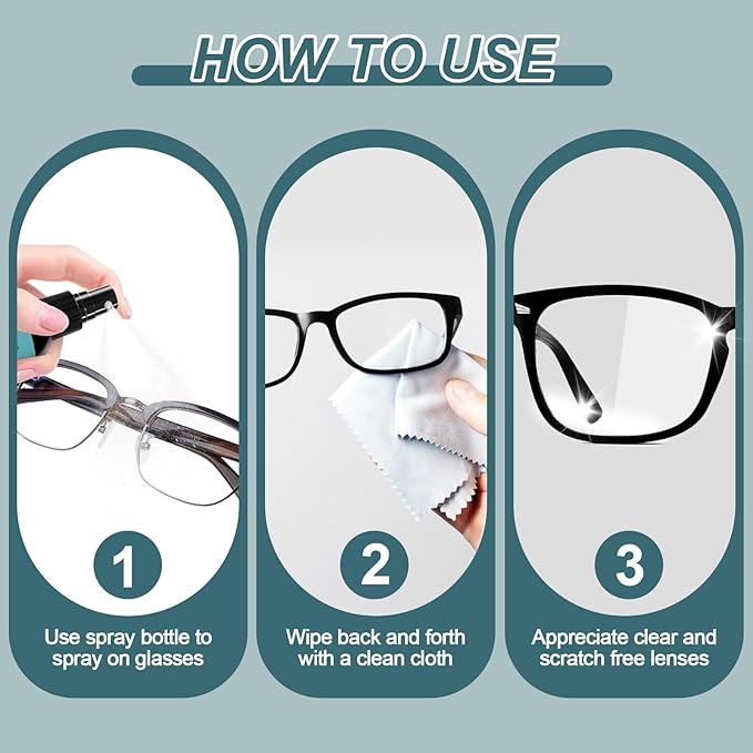 Eyeglass Scratch Remover for Lenses, Eyeglass Cleaner Spray, Glasses Lens Scratch Remover for Eyeglasses, Sunglasses Cleaning Kit (2PCS)