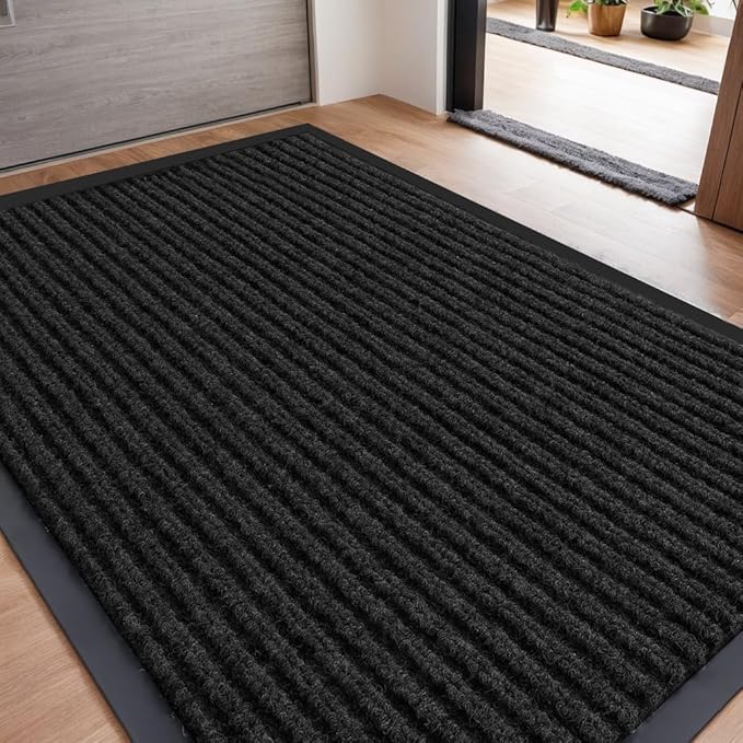 SRDDQLC Door Floor Mat Commercial Grade Large Size Heavy Duty Tough Entry Collection Slip Skid Entrance Mat with Rubber Backing Low Profile and Easy to Clean Indoor Outdoor Rug,3x4FT,Black