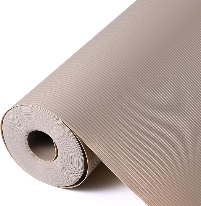 Shelf Liners for Kitchen Cabinets Drawer Liner Non Adhesive Cupboard Mat EVA Material Waterproof Refrigerator Mats Washable Fridge Liner for Cupboard and Desks Liner Beige 11.8 x 59 Inches