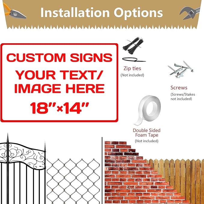 Custom Aluminum Weatherproof Metal Signs - Multiple Sizes, Personalized Text & Picture, Horizontal Traffic Regulation & Hazard Signs