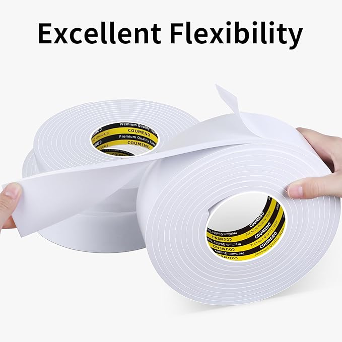 Sponge EVA Single Sided Foam Tape 2inX16.4FT Strong Adhesive Weatherproof Foam Strip for Door and Window Sealing, Self-Adhesive Insulation Foam Tape 0.2in Thick