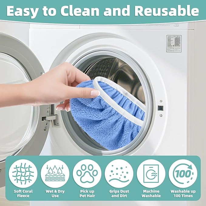 Reusable Mop Pads Compatible with Swiffer Sweeper Mop, Microfiber Dry Sweeping Cloths & Machine Washable Wet Pads Refill for Use on All Sealed Floors - Stone, Hardwood, Laminate & Tile (6 Blue)