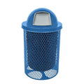 COATEDOUTDOORFURNITURE RDT-TXTLBL Heavy Duty 32 Gallon Round Trash Receptacle, Liner Included, Textured Light Blue with Textured Light Blue Dome Top, Made in America