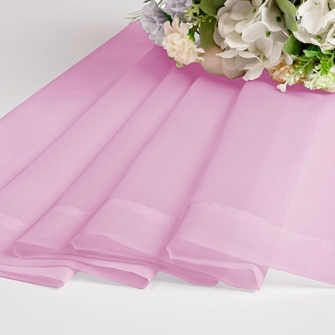 Chyhomenyc Pink Sheer Curtains 72 Inch Length 2 Panels, Light Filtering Soft Airy Rod Pocket Voile Window Curtain Drapes for French Door Bedroom Living Room, Each 42Wx72L Inches